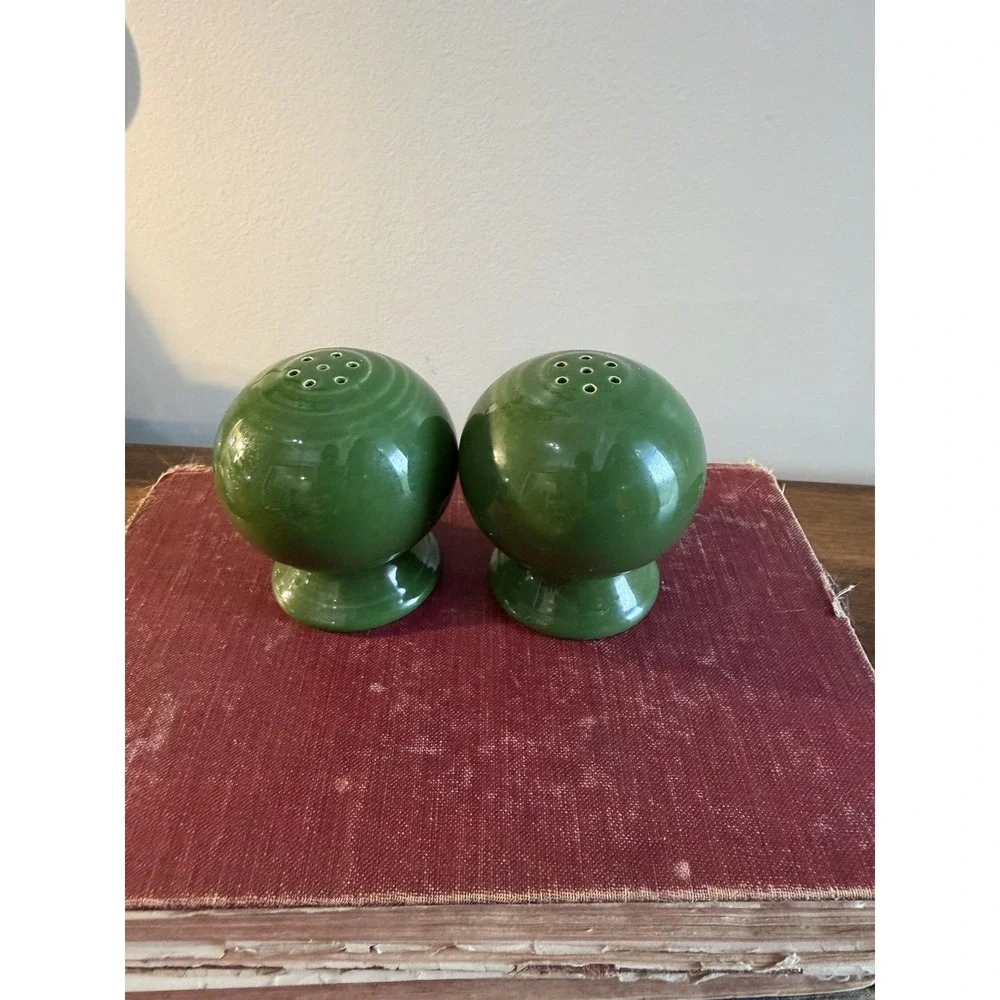 Vintage Fiestaware Forest (Dark) Green Ball Salt & Pepper Shakers Fiesta S&P